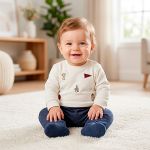 Macacão longo em algodão egípcio e denim Urso Esportes - Mini & Co.