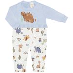 Macacão longo c/ golinha em tricot e algodão egípcio Dinos - Mini & Co.