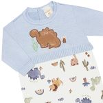 Macacão longo c/ golinha em tricot e algodão egípcio Dinos - Mini & Co.