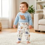 Macacão longo c/ golinha em tricot e algodão egípcio Dinos - Mini & Co.