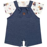 Jardineira c/ Body curto em algodão egípcio Urso Esportes - Mini & Co.