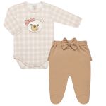 Body longo c/ Calça em algodão egípcio Ursinhas - Mini & Co.