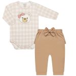 Body longo c/ Calça em algodão egípcio Ursinhas - Mini & Co.
