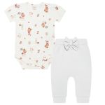 Body curto c/ Calça em algodão egípcio Camponesa - Mini & Co.