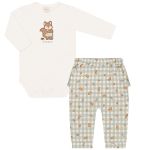 Body longo c/ Calça (Mijão) em algodão egípcio Raposinha - Mini & Co.