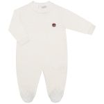 Macacão longo em tricot Ponto Losango Off White - Mini & Co.