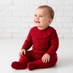Macacão longo c/ golinha em tricot Trançado Vermelho - Mini & Co.
