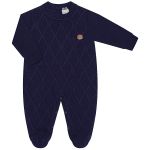 Macacão longo em tricot Ponto Losango Marinho - Mini & Co.