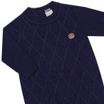Macacão longo em tricot Ponto Losango Marinho - Mini & Co.