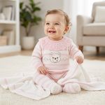 Manta em tricot Listra Rosa - Mini & Co.