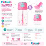 Copo c/ Canudo Cristal Rosa Bolinhas 370ml - Pimpolho