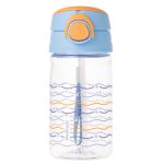 Copo c/ Canudo Cristal Azul Ondas 370ml - Pimpolho
