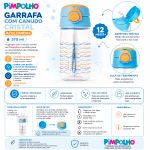 Copo c/ Canudo Cristal Azul Ondas 370ml - Pimpolho