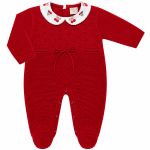 Macacão longo c/ golinha em tricot Cerejinhas & Laço Vermelho - Mini & Co.