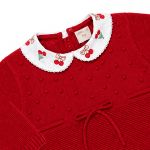 Macacão longo c/ golinha em tricot Cerejinhas & Laço Vermelho - Mini & Co.