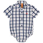 Body Camisa c/ Bermuda em sarja Xadrez Marinho - Up Baby
