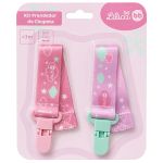Kit 2 Prendedores de Chupeta Happy Sky Rosa (3m+) - Lilica & Tigor