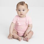Jardineira em ribana canelada Rosa - Up Baby