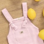 Jardineira em ribana canelada Rosa - Up Baby