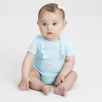 Jardineira em ribana canelada Azul - Up Baby