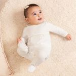 Macacão Longo c/ golinha em algodão Pima Peruano Natural Marfim - Up Baby