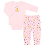 Body longo c/ Calça em suedine Patinhas - Up Baby