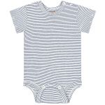 Jardineira c/ Body curto em moletom jeans Listrado Azul - Up Baby