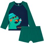 Conjunto de banho Dino: Camiseta Surfista + Sunga - Up Baby