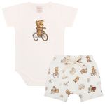 Body curto c/ Short em algodão egípcio Ursinhos - Mini & Co.