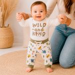 Body longo c/ Calça em algodão egípcio Dinos - Mini & Co.