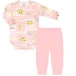 Body longo c/ Calça (Mijão) em algodão egípcio Limão Siciliano - Mini & Co.