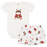 Body curto c/ Short em algodão egípcio Joaninhas - Mini & Co.