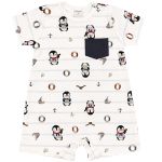Macacão curto em algodão egípcio Pinguim Navy - Mini & Co.