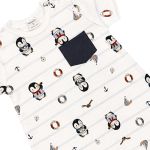 Macacão curto em algodão egípcio Pinguim Navy - Mini & Co.