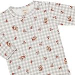 Body longo em algodão egípcio Camponesa Xadrez - Mini & Co.