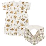 Macacão curto c/ Babador Bandana em algodão egípcio Capivara Boys - Mini & Co.