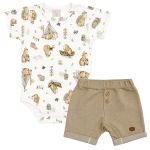 Body curto c/ Short em algodão egípcio Capivara Boys - Mini & Co