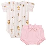 Body curto c/ Short babadinhos em algodão egípcio Vintage Toys Rosa - Mini & Co