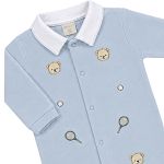 Macacão longo c/ golinha em algodão egípcio Urso Tenista - Mini & Co.