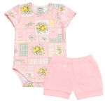 Body curto c/ Short em algodão egípcio Limão Siciliano - Mini & Co.
