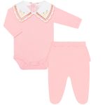 Body longo c/ Calça (Mijão) em algodão egípcio Limão Siciliano - Mini & Co.