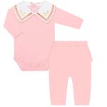 Body longo c/ Calça (Mijão) em algodão egípcio Limão Siciliano - Mini & Co.
