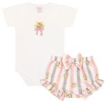 Body curto c/ Cobre Fraldas em algodão egípcio Limão Siciliano - Mini & Co.