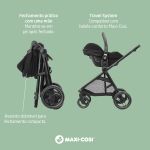 Travel System: Carrinho Anna³ + Bebê Conforto Citi + Base Essential Black - Maxi-Cosi