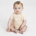 Jardineira em ribana canelada Bege - Up Baby