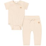 Body curto c/ Calça em ribana canelada Bege - Up Baby