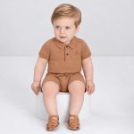 Body Polo em suedine Marrom Feno - Up baby