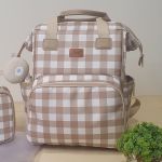 Mochila Maternidade Multifuncional Vichy Bege - Just Baby