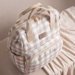 Mochila Maternidade Multifuncional Vichy Bege - Just Baby