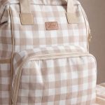 Mochila Maternidade Multifuncional Vichy Bege - Just Baby